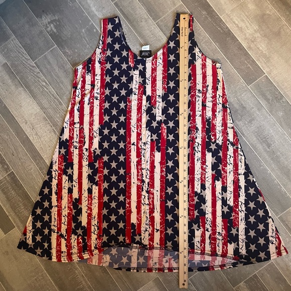 Vintage JOSTAR SHORT TANK DRESS Poly Spandex Stretch Knit RED Patriotic Size XL - Picture 3 of 4